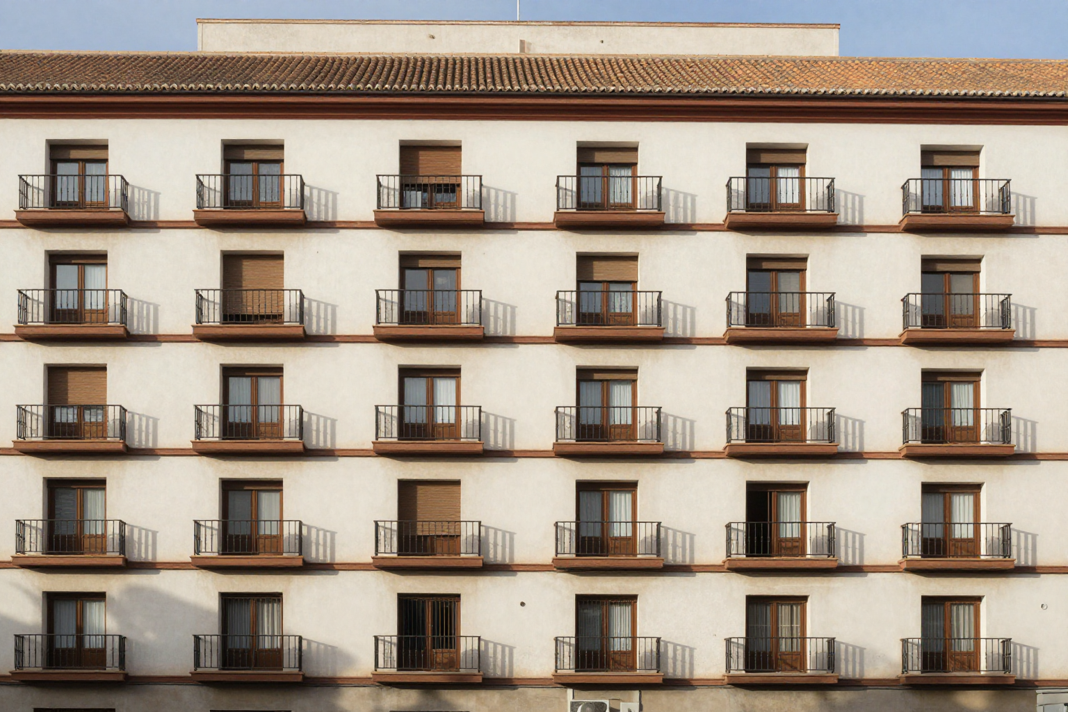 Fachada de un bloque de viviendas con balcones de distintos tamaños, imagen del reparto de gastos por coeficientes