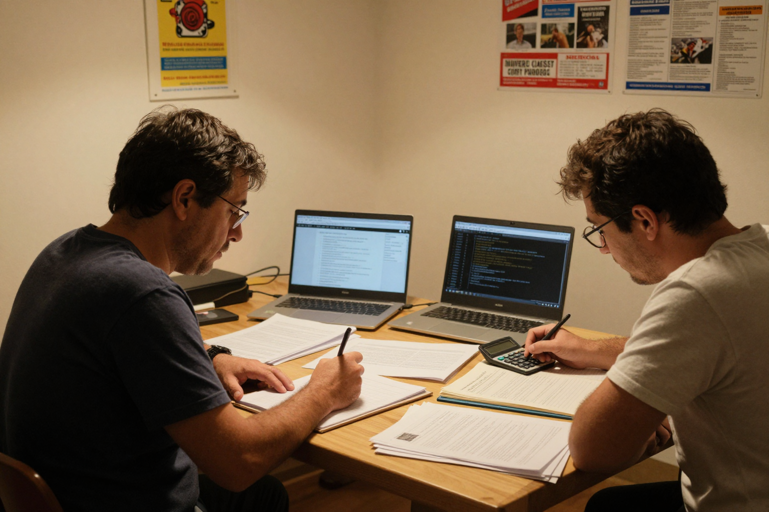 Propietarios revisando el presupuesto anual de su comunidad de vecinos en una junta de propietarios