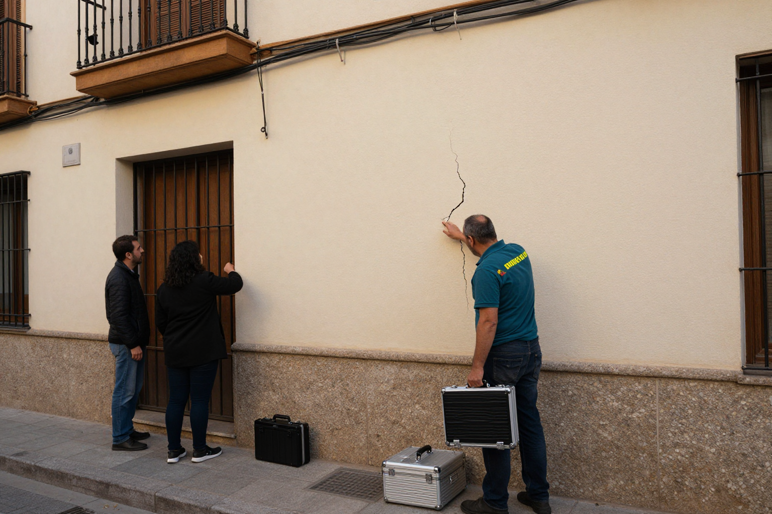 Edificio residencial en España con portal y fachada, representando el seguro de la comunidad de propietarios